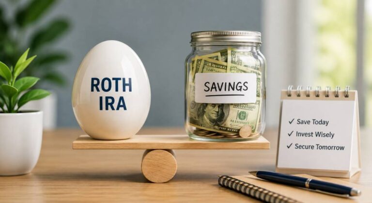 Roth IRA and a traditional savings account