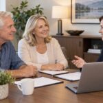 Couple preparing their retirement health care budget with a benefits counselor