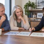 Couple in their 60s discussing Social Security timing with a financial planner